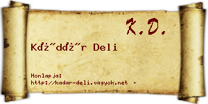 Kádár Deli névjegykártya